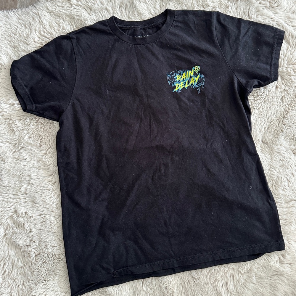 Black Graphic T-Shirt with Neon Print